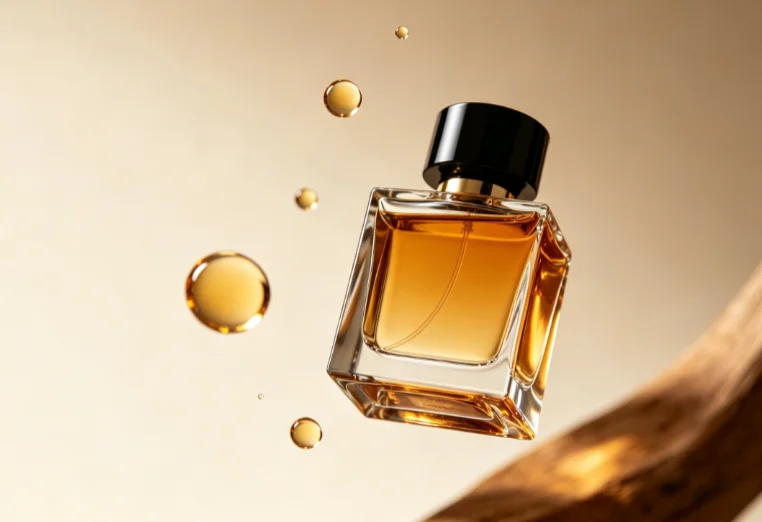 Luxury amber perfume bottle Ambroxan banner