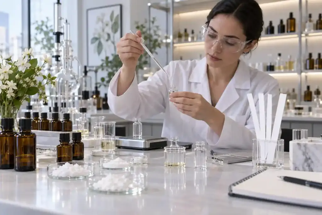 Synthetic fragrance formulation with Cetalox and Ambroxide samples