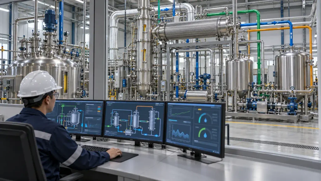 Closed-loop solvent recovery and energy monitoring in aroma chemical production